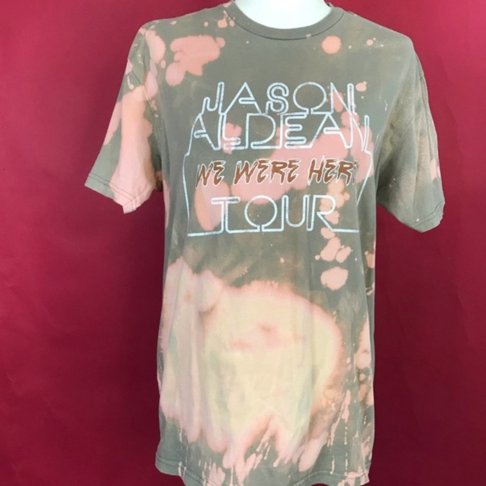 Tie Dye Bleached Jason Aldean Graphic Band Tee